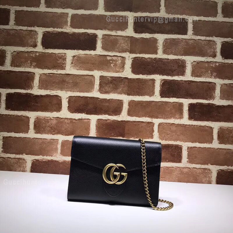 Gucci GG Marmonet Leather Mini Chain Bag Black 401232